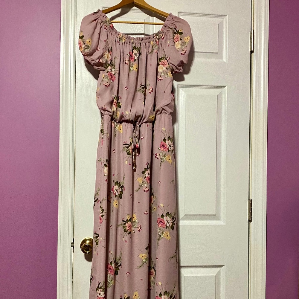Mauve Floral Maxi Dress